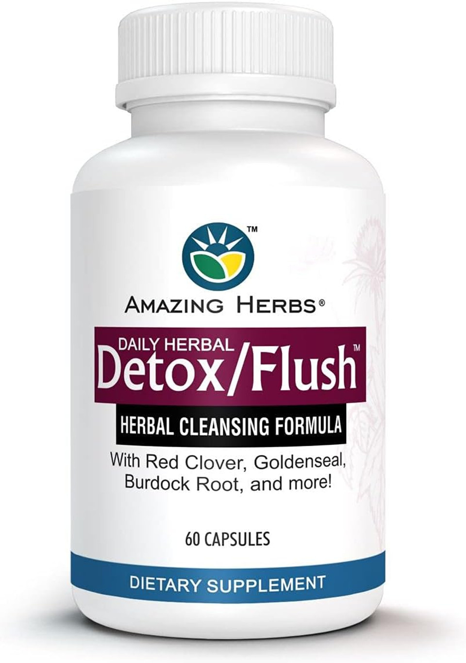 Amazing Herbs Detox/Flush Blood Purifier - All Natural Detoxifying Supplement Made with 7 Powerful Cleansing & Purifying Agents - 60 Count