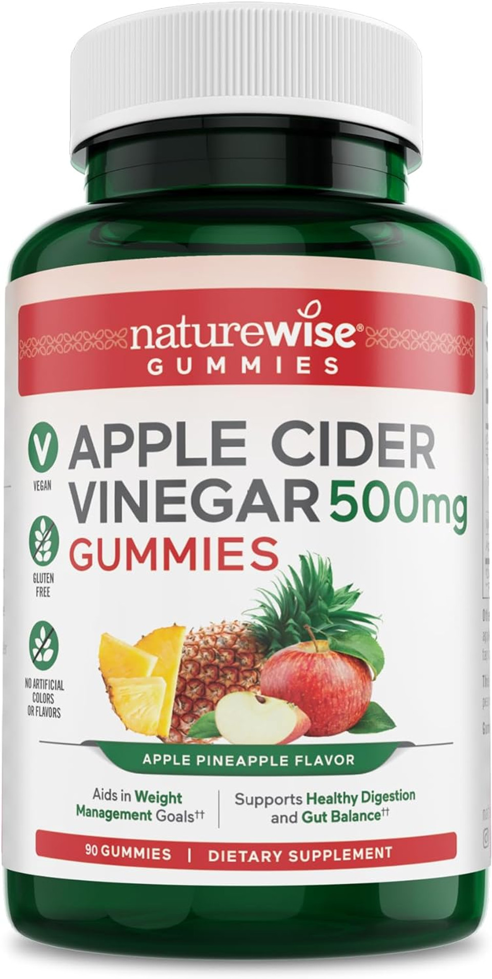 Naturewise Apple Cider Vinegar Gummies | Digestive Support, Aids In Weight Management Goals, And Potential Heart Health Support 90 Gummies90 Count (Pack Of 1)