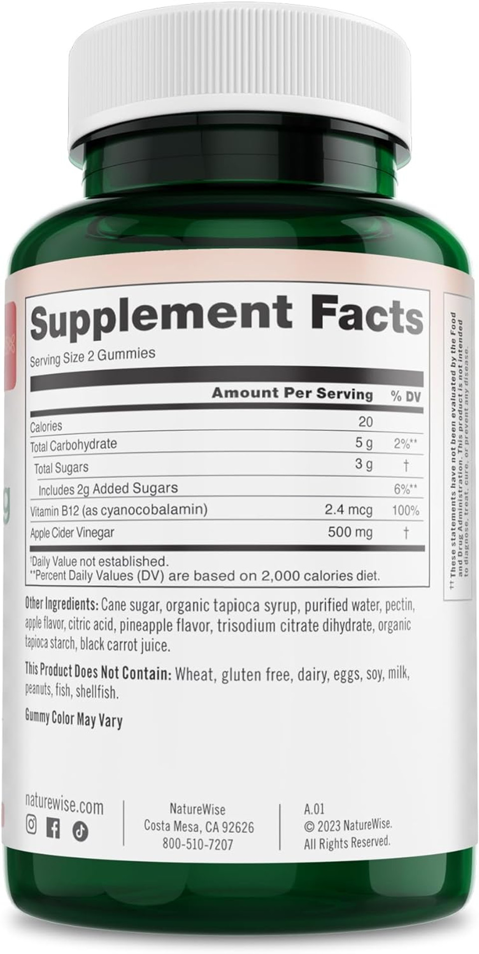 Naturewise Apple Cider Vinegar Gummies | Digestive Support, Aids In Weight Management Goals, And Potential Heart Health Support 90 Gummies90 Count (Pack Of 1)