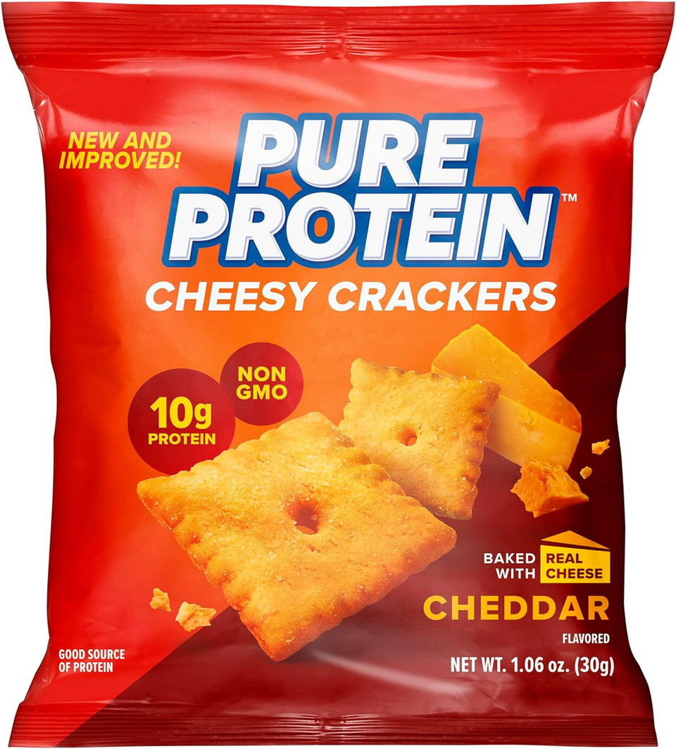 Pure Protein Cheesy Crackers, Cheddar, High Protein Snack, 10G Protein, 1.34 oz, 12 Count