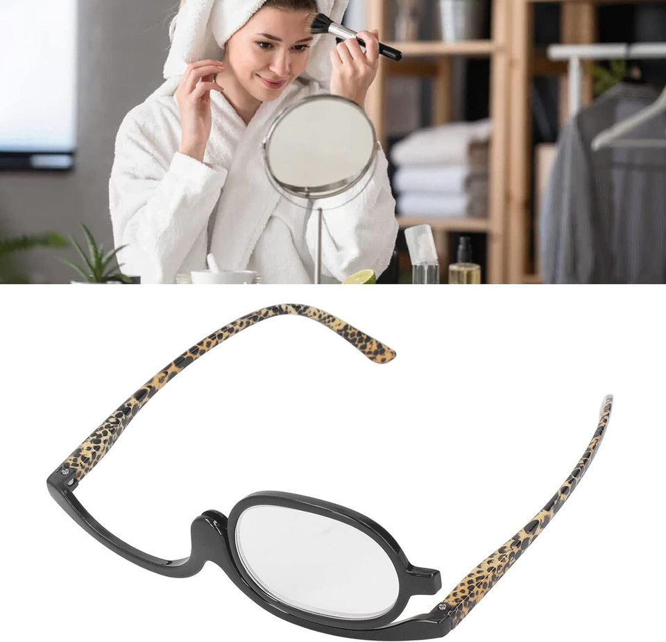 Yinhing , Cosmetic Glasses with Flip Down Lens, Rotating Makeup Reading Glasses with Case, Eye Glasses for Putting on Makeup3.5