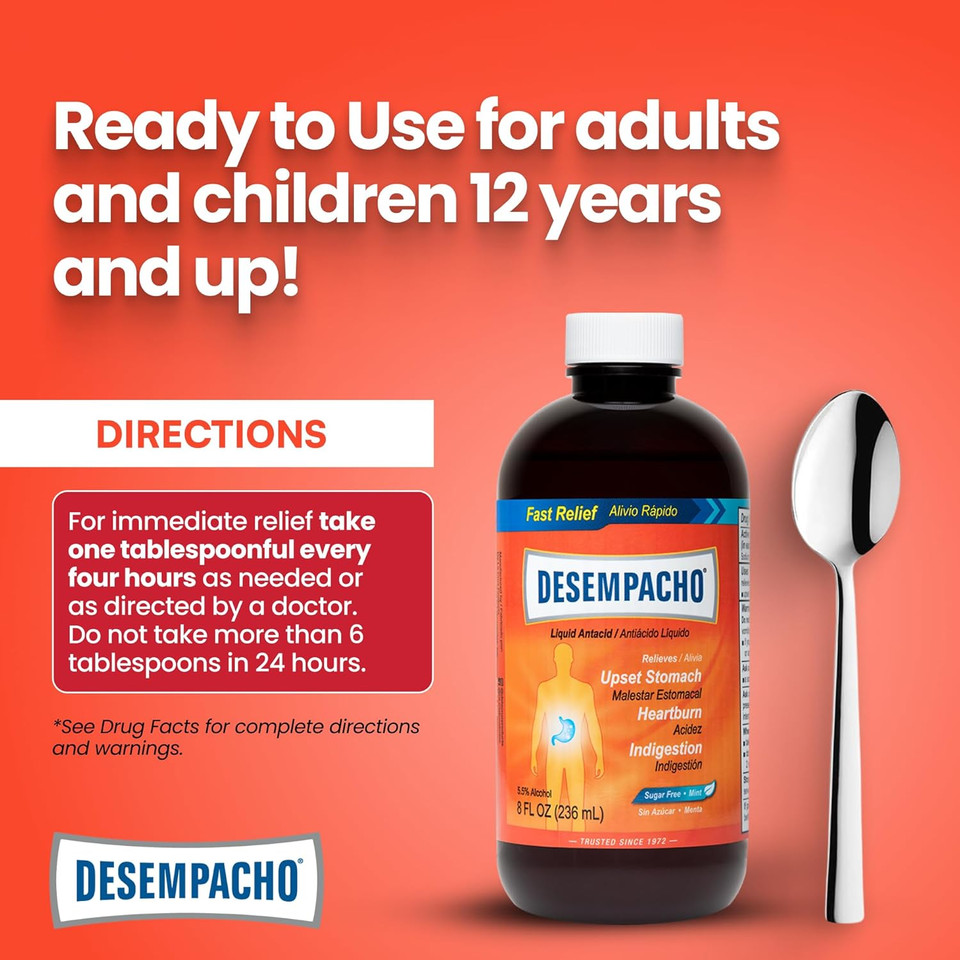 De La Cruz Desempacho Liquid Antacid - Sodium Bicarbonate Maximum Strength Heartburn And Acid Reflux Relief