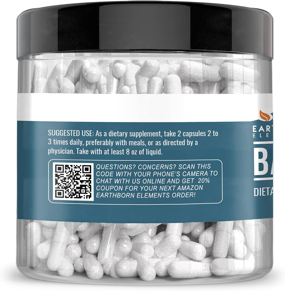 Earthborn Elements Baking Soda Capsules, 200 Capsules, Sodium Bicarbonate Antacid