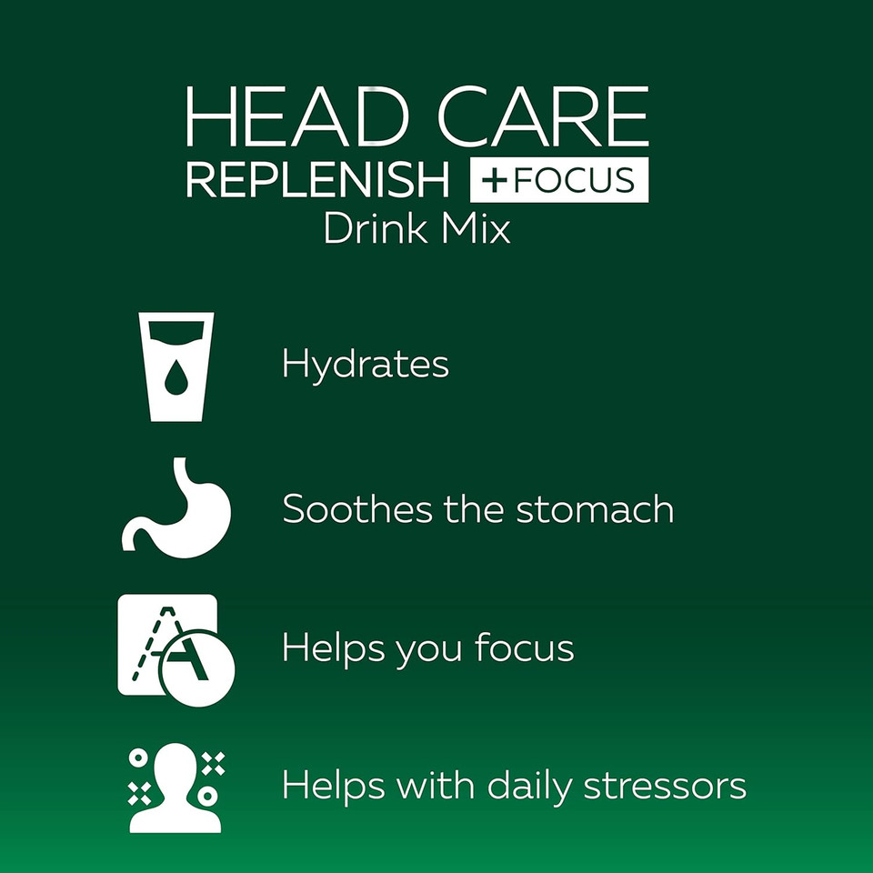 Excedrin Head Care Replenish Plus Focus From Excedrin Drink Mix With Electrolytes, L-Theanine, Ginger And Caffeine For Head Health Support - 24 Packets