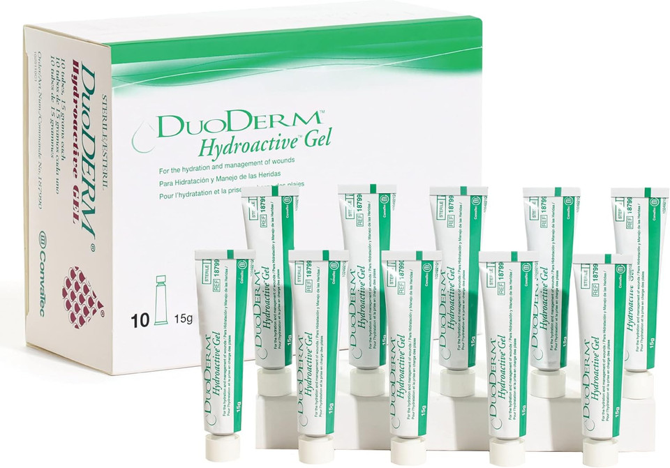 Convatec Duoderm Hydroactive Sterile Gel, 15 Grams Tube For Management Of Partial And Full-Thickness Wounds, Aids Autolytic Debridement, 187990, Box Of 10 Tubes