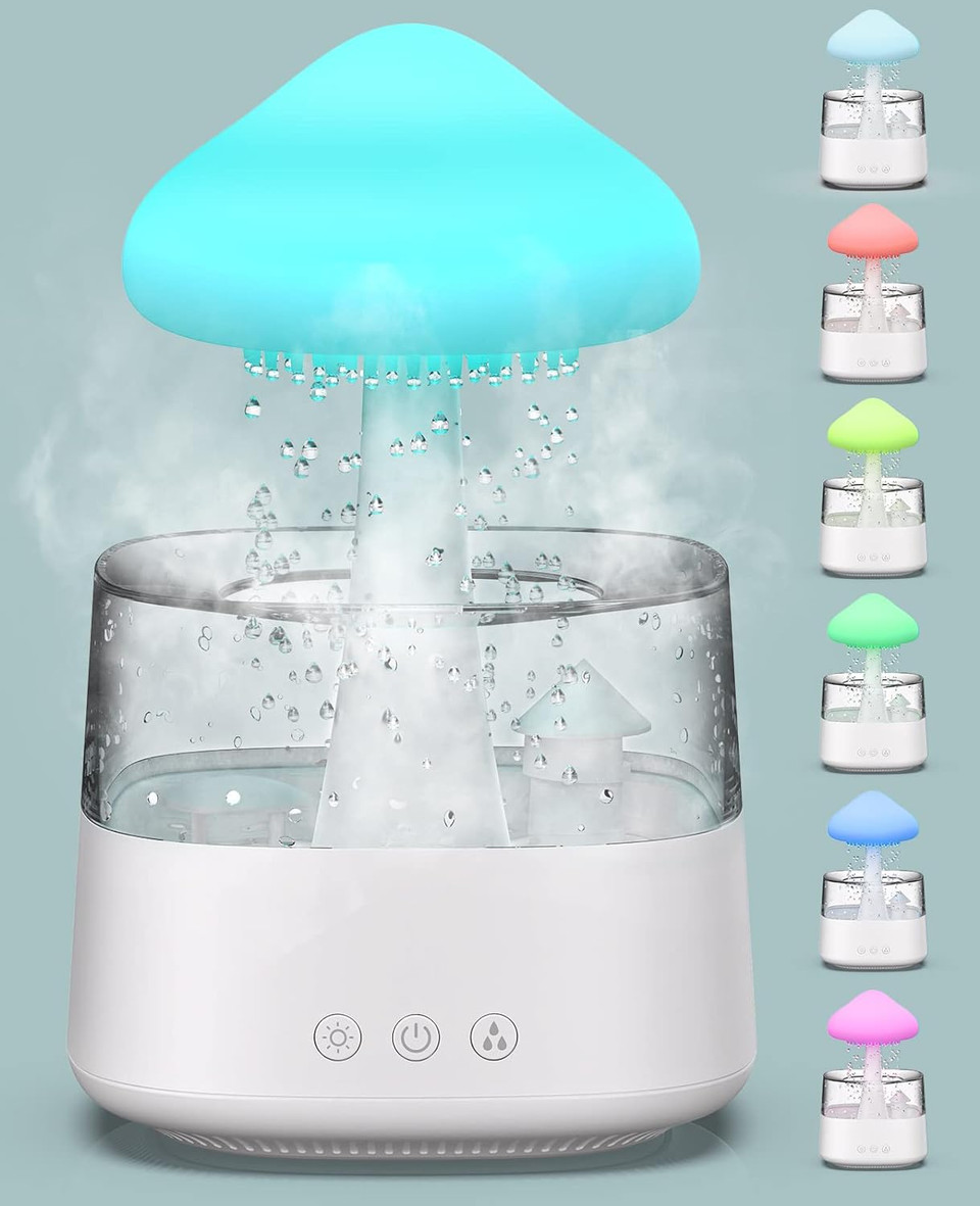 Rain Cloud Humidifier Water Drip, Mushroom Cloud Humidifier Rain Drop Sounds For Sleeping