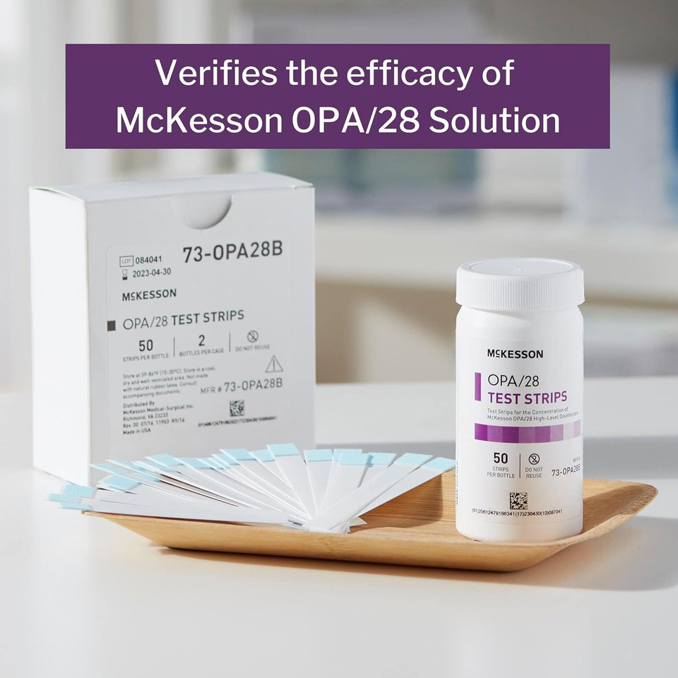 Mckesson Opa/28 Test Strips For Concentration Indicator, Single Use, 50 Count, 2 Packs, 100 Total
