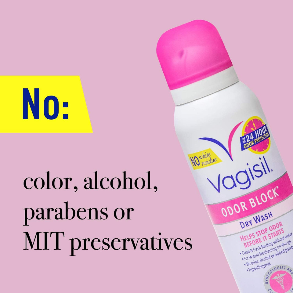 Vagisil Odor Block Multipack For Women, Daily Intimate Wash, 20 Feminine Wipes, And Dry Wash Deodorant Spray - Gynecoligist Tested