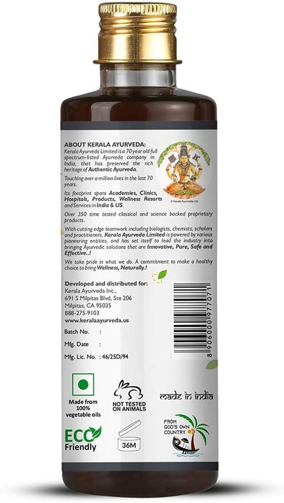 Kerala Ayurveda Sahacharadi Thailam - Ayurvedic Massage Oil - Relaxes & Soothes Sore Muscles Of Lower Back And Legs, 6.76 Fl Oz