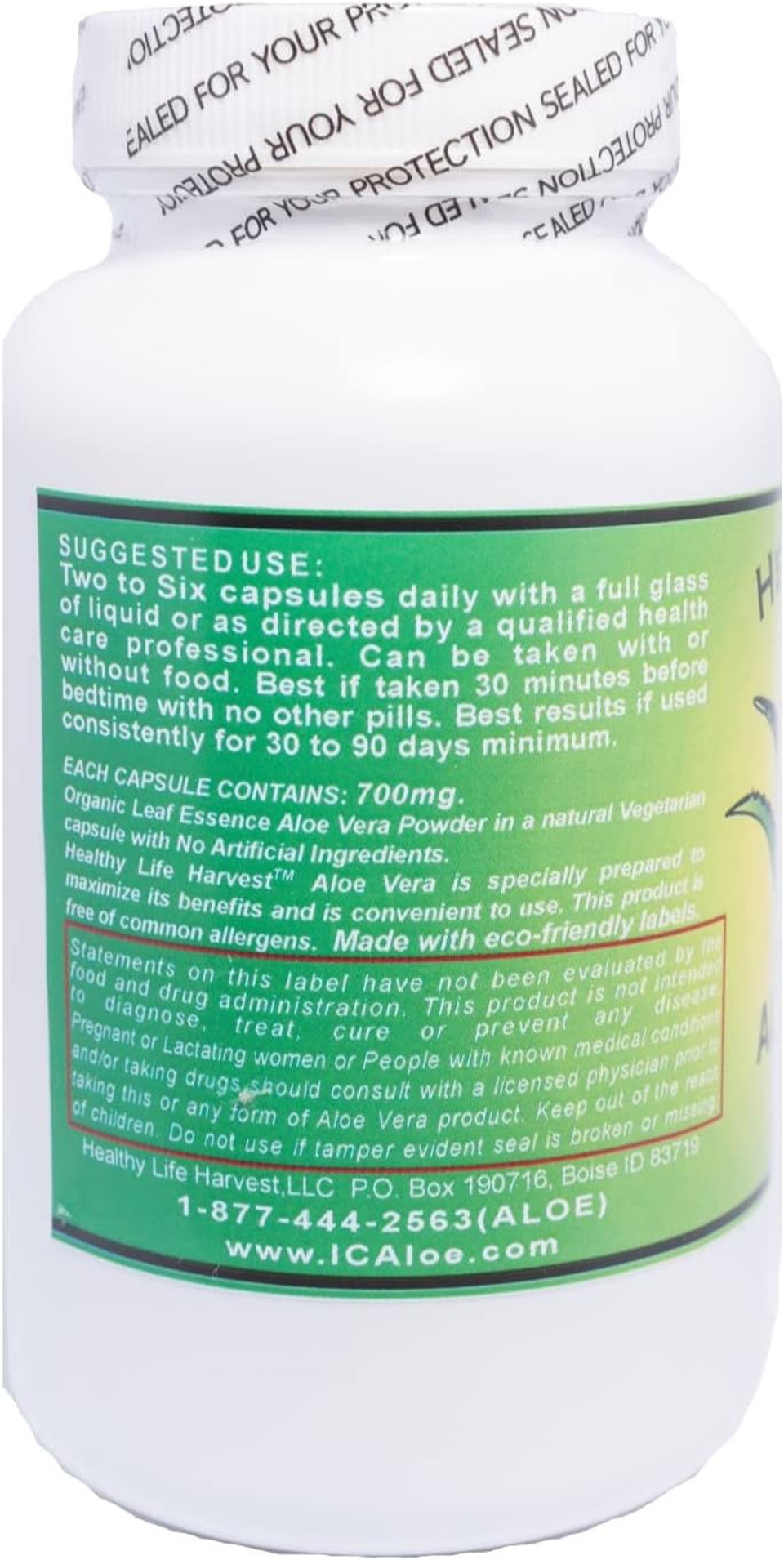 Healthy Life Harvest Icaloe Capsules - Ic Supplements, Non-Gmo, Interstitial Cystitis For 30 Years- Vegetarian - Each Bottle Has 90 - 700Mg Caps