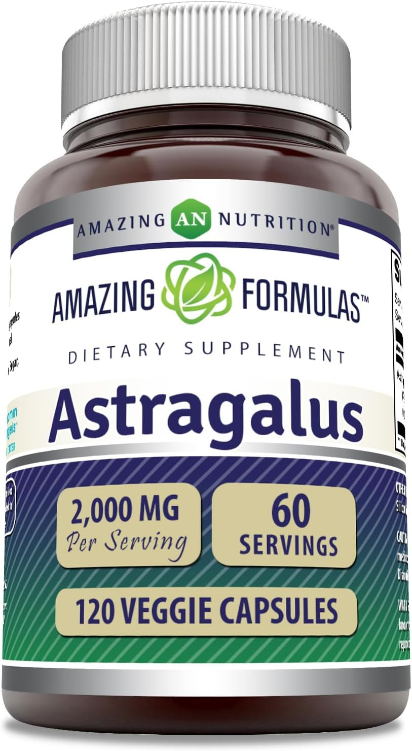 Amazing Formulas Astragalus 2000 Mg Per Serving 120 Capsules Supplement | Made From Pure Astragalus Membranaceus Plant Root Extract | Non-Gmo | Gluten Free