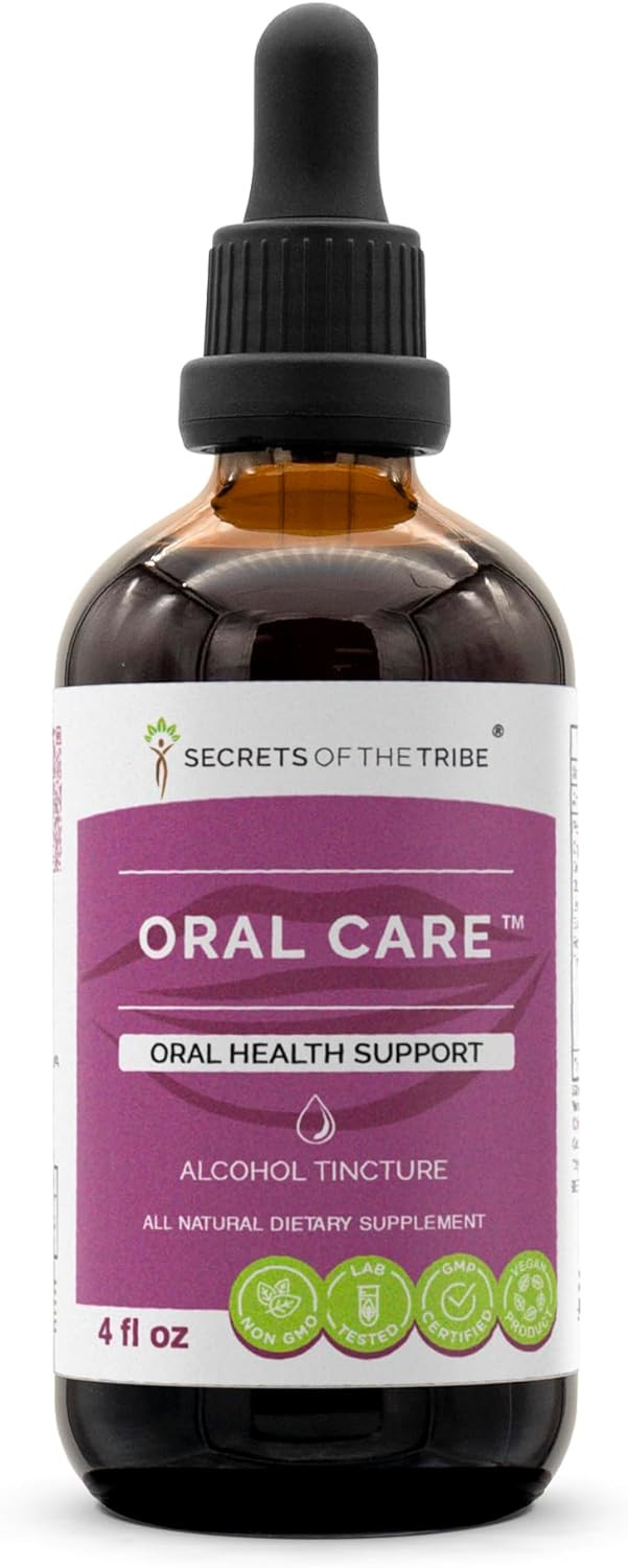 Secrets Of The Tribe Oral Care Alcohol Extract, Tincture, Cinnamon, Cloves, Lavender, Eucalyptus, Peppermint, Thyme. Oral Health Support (4 Fl Oz)