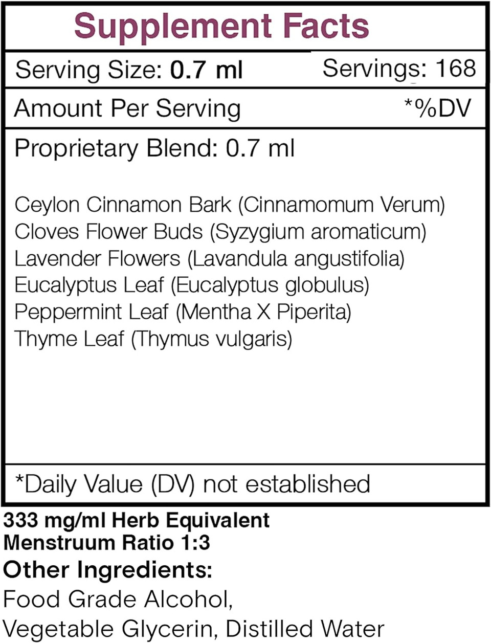Secrets Of The Tribe Oral Care Alcohol Extract, Tincture, Cinnamon, Cloves, Lavender, Eucalyptus, Peppermint, Thyme. Oral Health Support (4 Fl Oz)