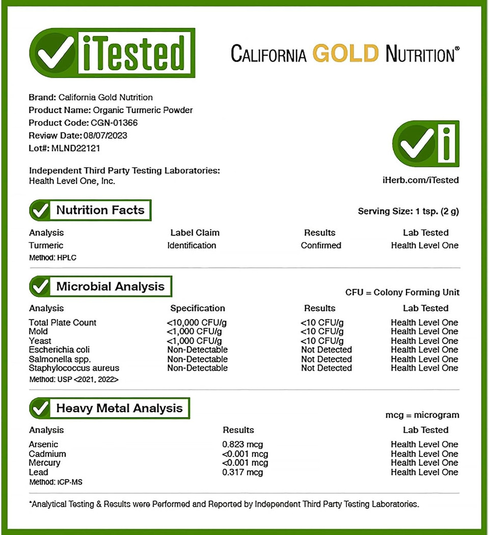 Superfoods - Organic Turmeric Powder, 4 Oz (114 G), California Gold Nutrition