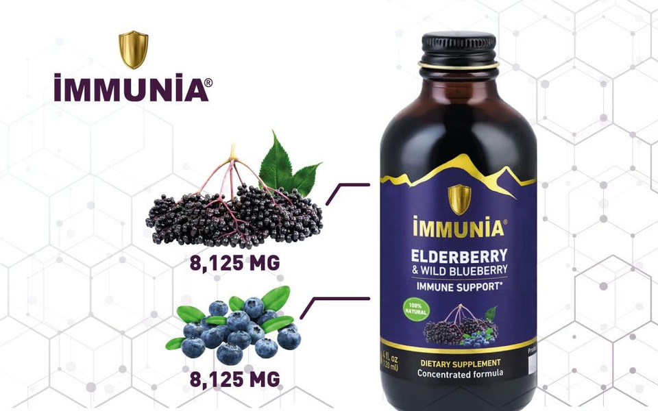 Immunia Elderberry & Wild Blueberry Concentrated. Immune Support. Delicious Taste. No Sugar Added. 24 Days/Bottle. (1-Pack)1 Count (Pack Of 1)