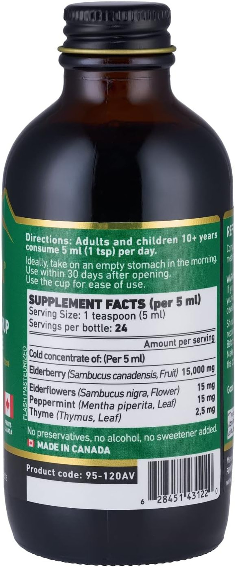 Immunia Elderberry Syrup For Adults Elderberry Concentrate With Elderflower, Thyme And Peppermint. No Sugar Added. Delicious Taste. 24 Days/Bottle. (1-Pack)1 Count (Pack Of 1)