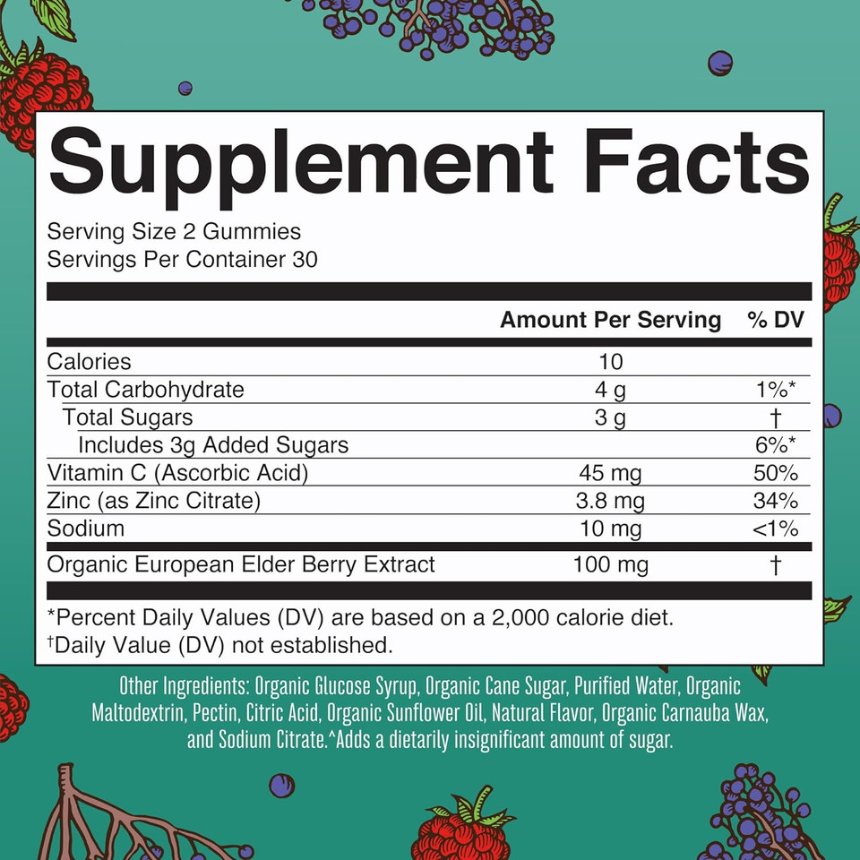 Maryruth'S Immune Support Gummy | Usda Organic | Vitamin C | Zinc | And Elderberry | For Kids Ages 4+ | Vegan | Non-Gmo | Gluten Free | 60 Count