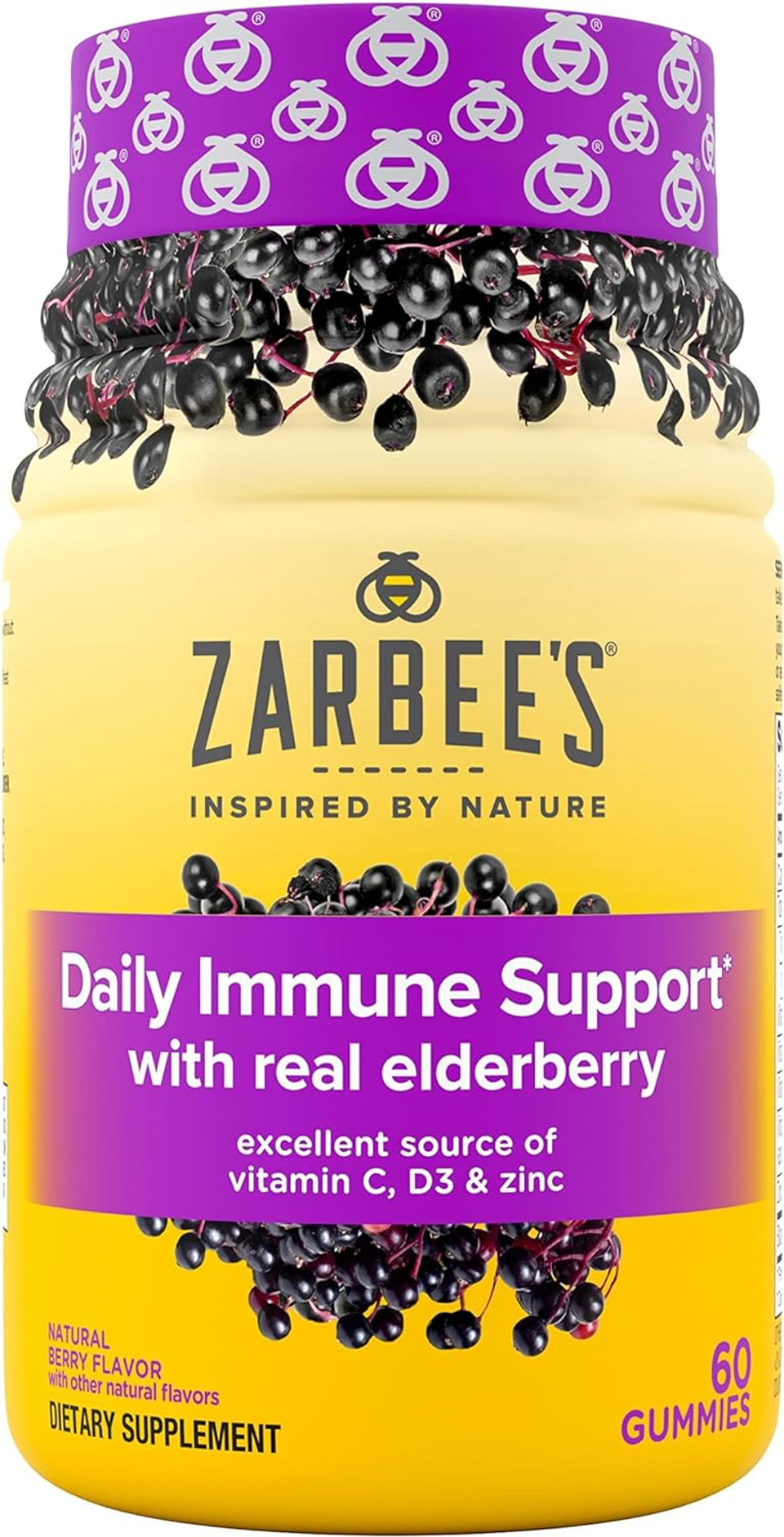 Zarbee''S Adult Elderberry Immune Support Gummies, Berry 60Ct, Brand Is Zarbee''S, Variation Theme Is Style That Is Berry Gummies, 60Ct60Ct