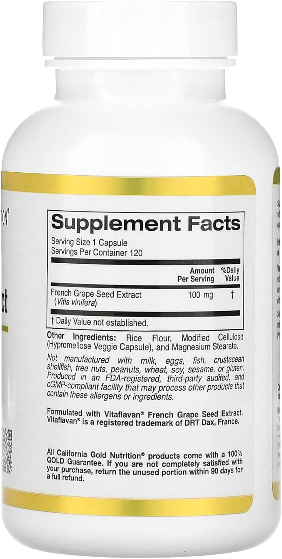 French Grape Seed Extract, Vitaflavan, 100 Mg, 120 Veggie Capsules, California Gold Nutrition
