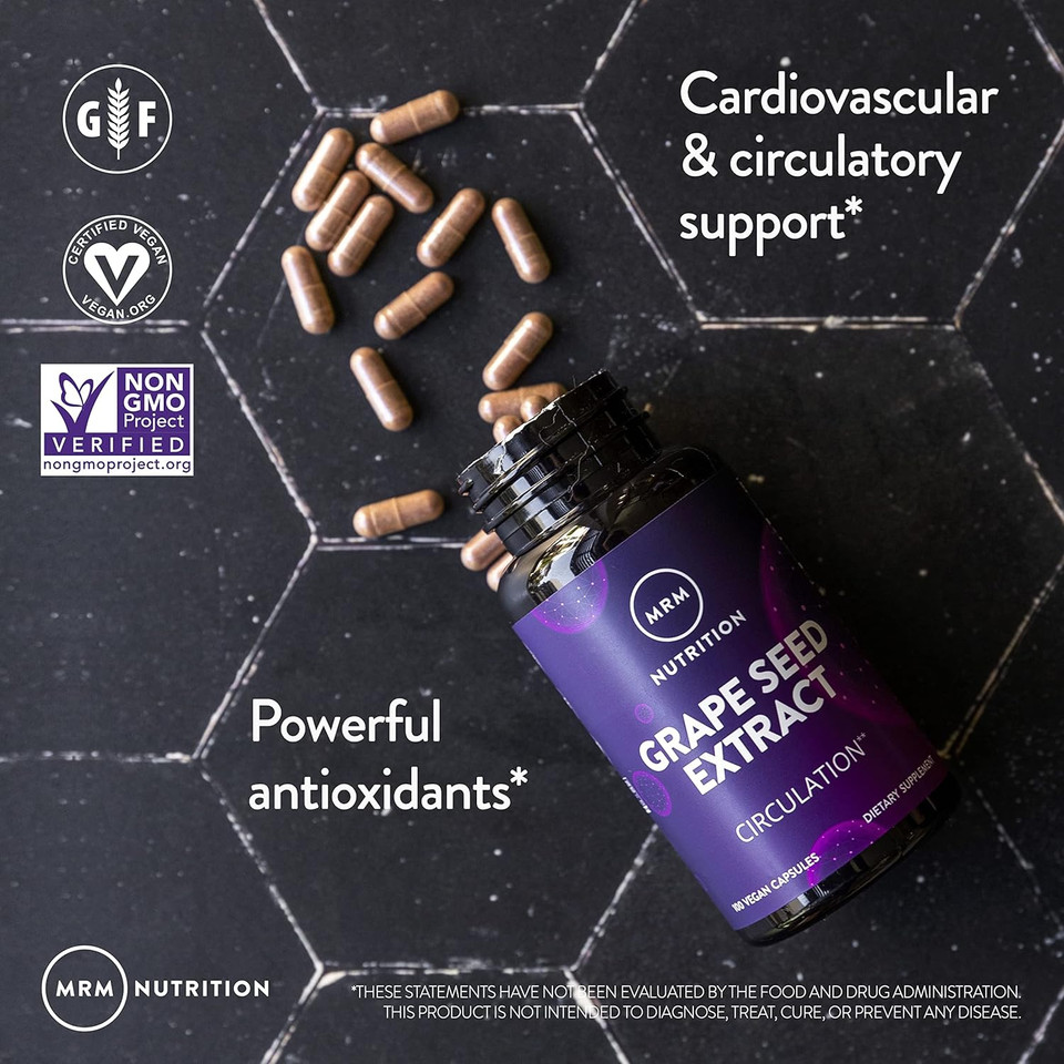 Mrm Nutrition Grape Seed Extract | Circulation | Antioxidants | Anti-Agning | Gluten Free + Vegan | 100 Servings