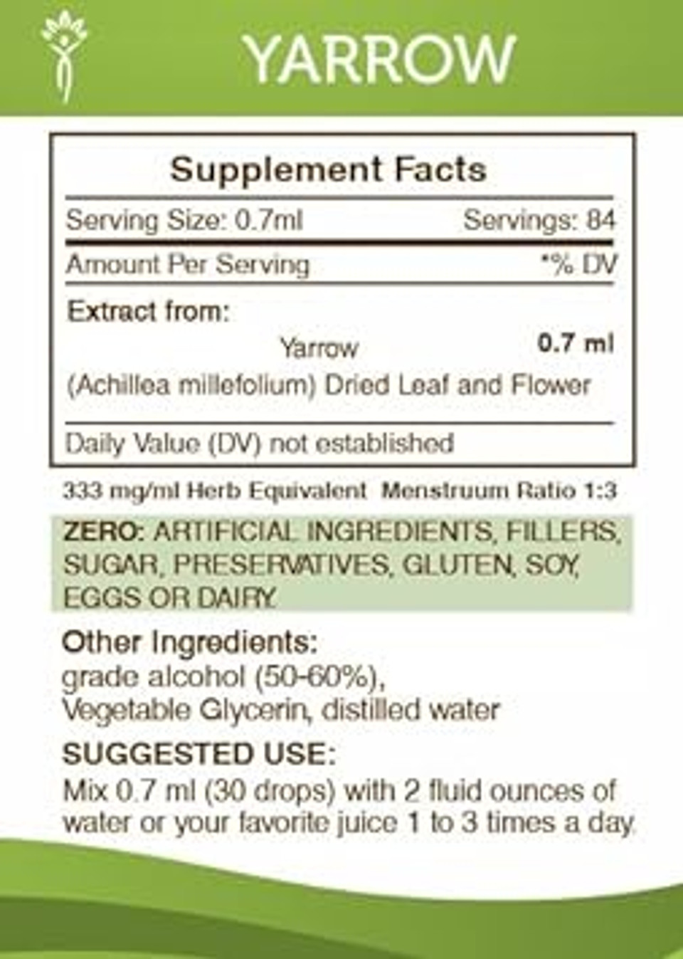Secrets Of The Tribe Yarrow Alcohol Liquid Extract, Yarrow (Achillea Millefolium) Dried Leaf And Flower Tincture Supplement (2 Fl Oz)2.00 Fl Oz (Pack Of 1)