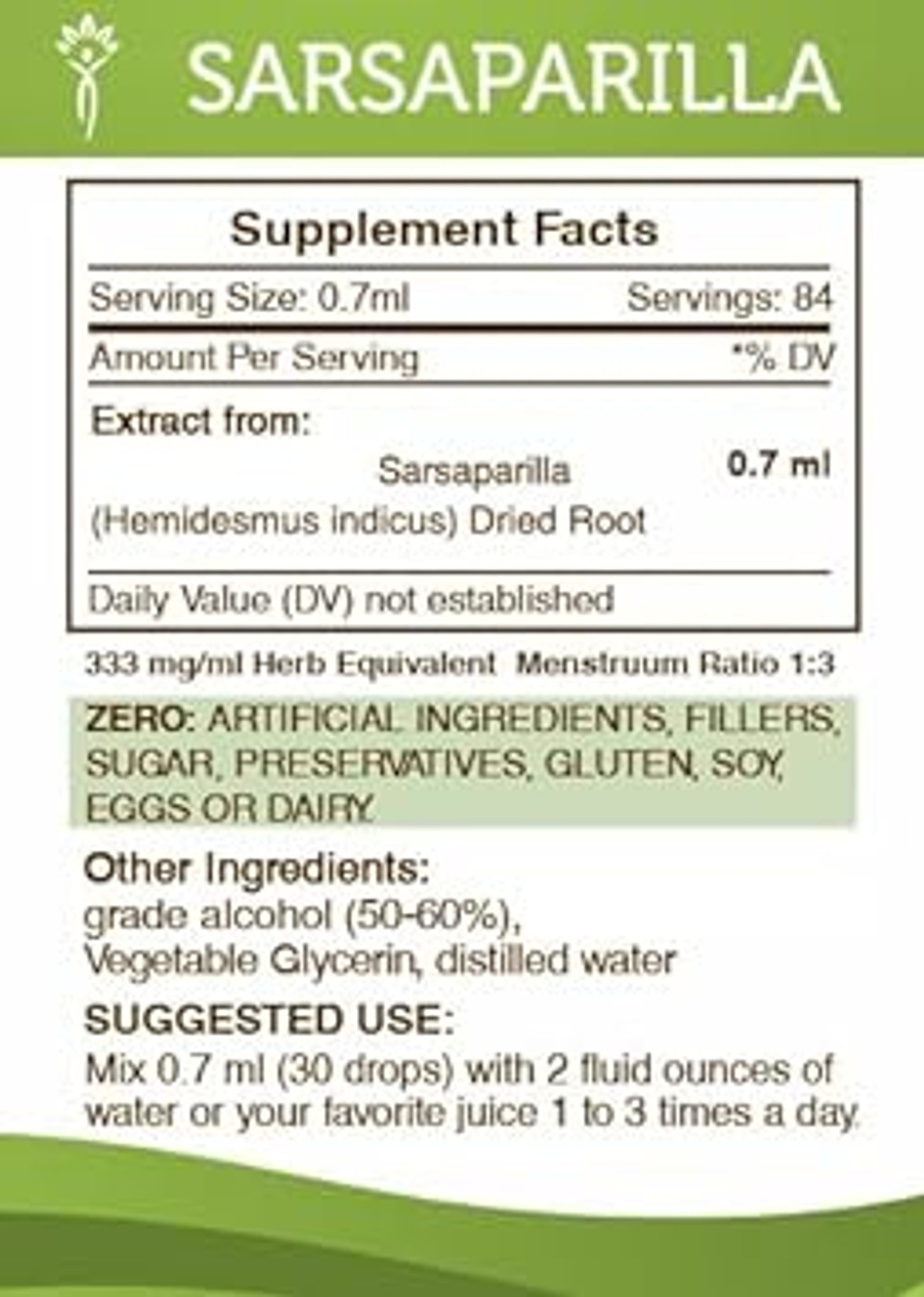 Secrets Of The Tribe Sarsaparilla Alcohol Tincture Extract, Sarsaparilla (Hemidesmus Indicus) Dried Root (2 Fl Oz)2.00 Fl Oz (Pack Of 1)