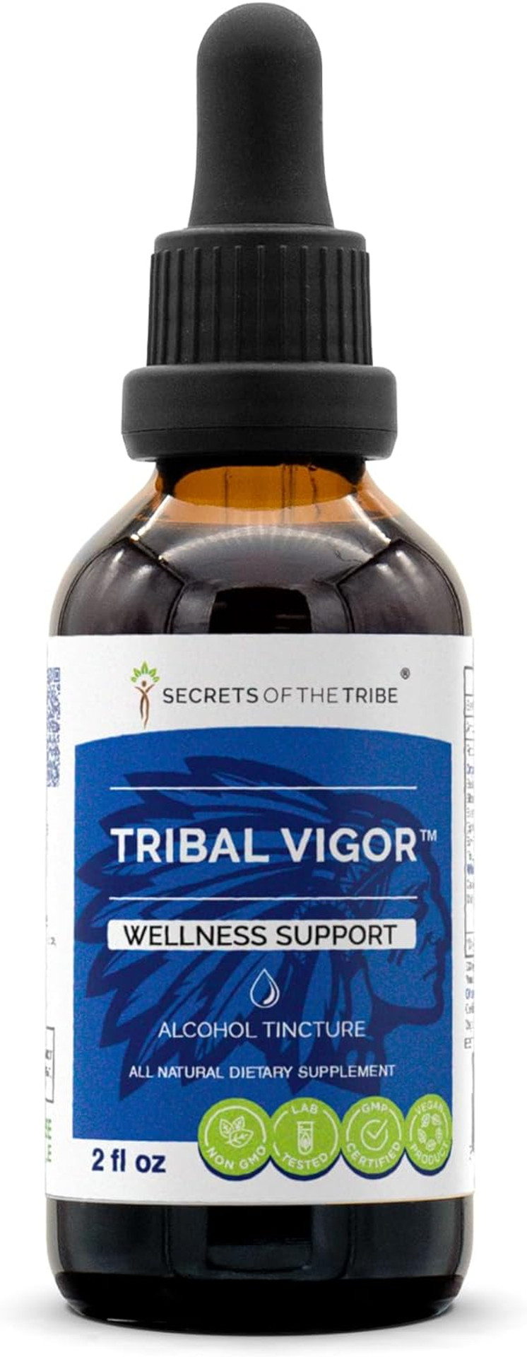 Secrets Of The Tribe Tribal Vigor Alcohol Extract, Tincture, Eleuthero Siberian Ginseng, Catuaba, Barrenwort - Horny Goat Weed, Muira Puama, Saw Palmetto, Tribulus. Wellness Support 2 Oz