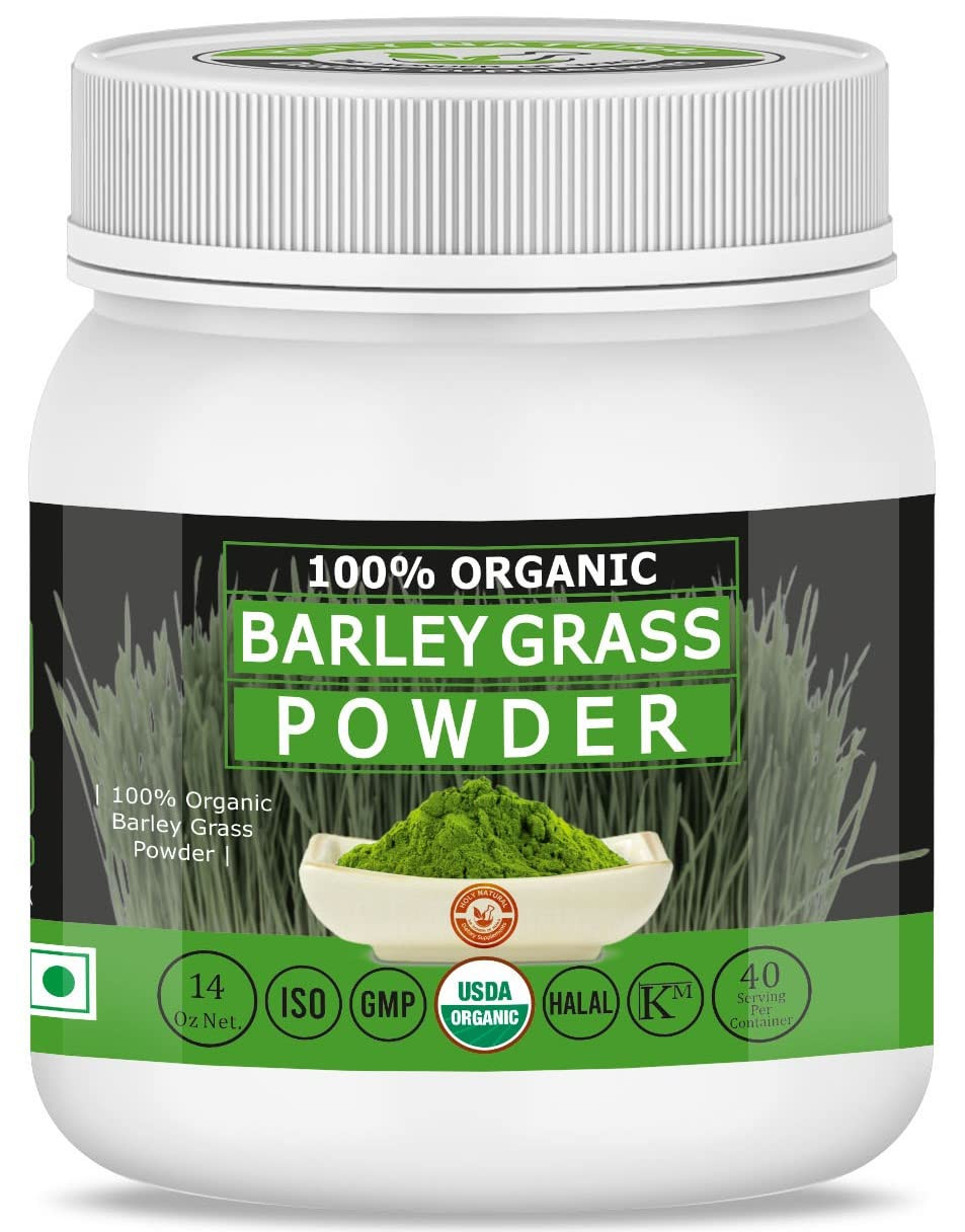 Organic Barley Grass Powder -14 Oz/400 Gm,Usda Certified I 100% Pure&Natural I Nutritionally Complete I Mix Into Smoothie Or Juice I Raw, Greenish Like Leaves, No Preservative,Non Gmo