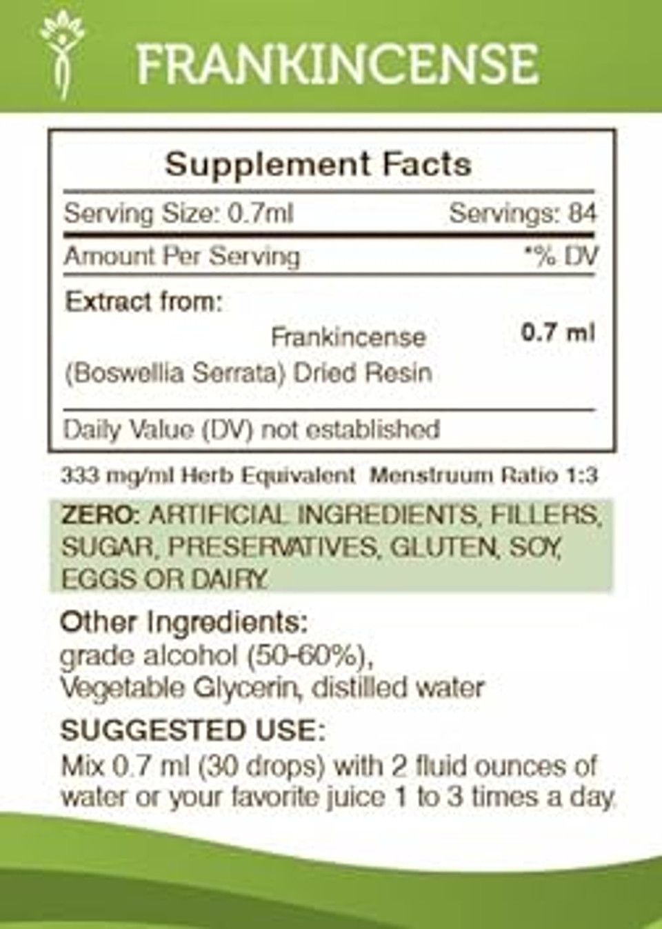Secrets Of The Tribe Frankincense Tincture Alcohol Liquid Extract, Frankincense (Boswellia Serrata) Dried Resin (2 Fl Oz)2 Fl Oz