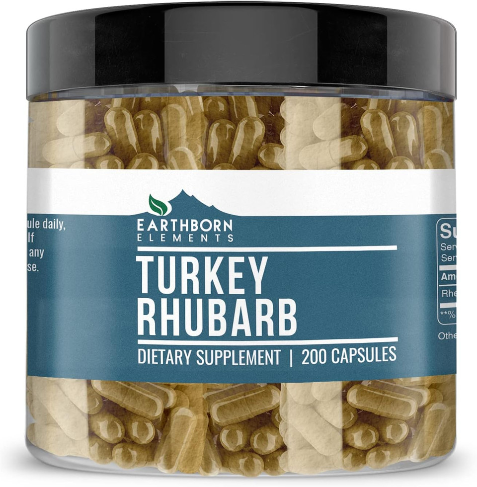 Earthborn Elements Turkey Rhubarb & Licorice Extract Capsules Bundle (200 Capsules), Pure & Undiluted, No Additives