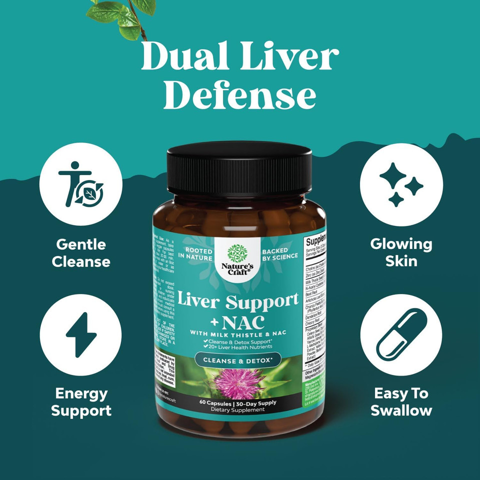 Liver Support Supplement With Nac - Herbal Liver Supplement With N Acetyl Cysteine Silymarin Milk Thistle Extract Dandelion Root Artichoke Extract Choline Bitartrate And Berberine For Liver Cleanse