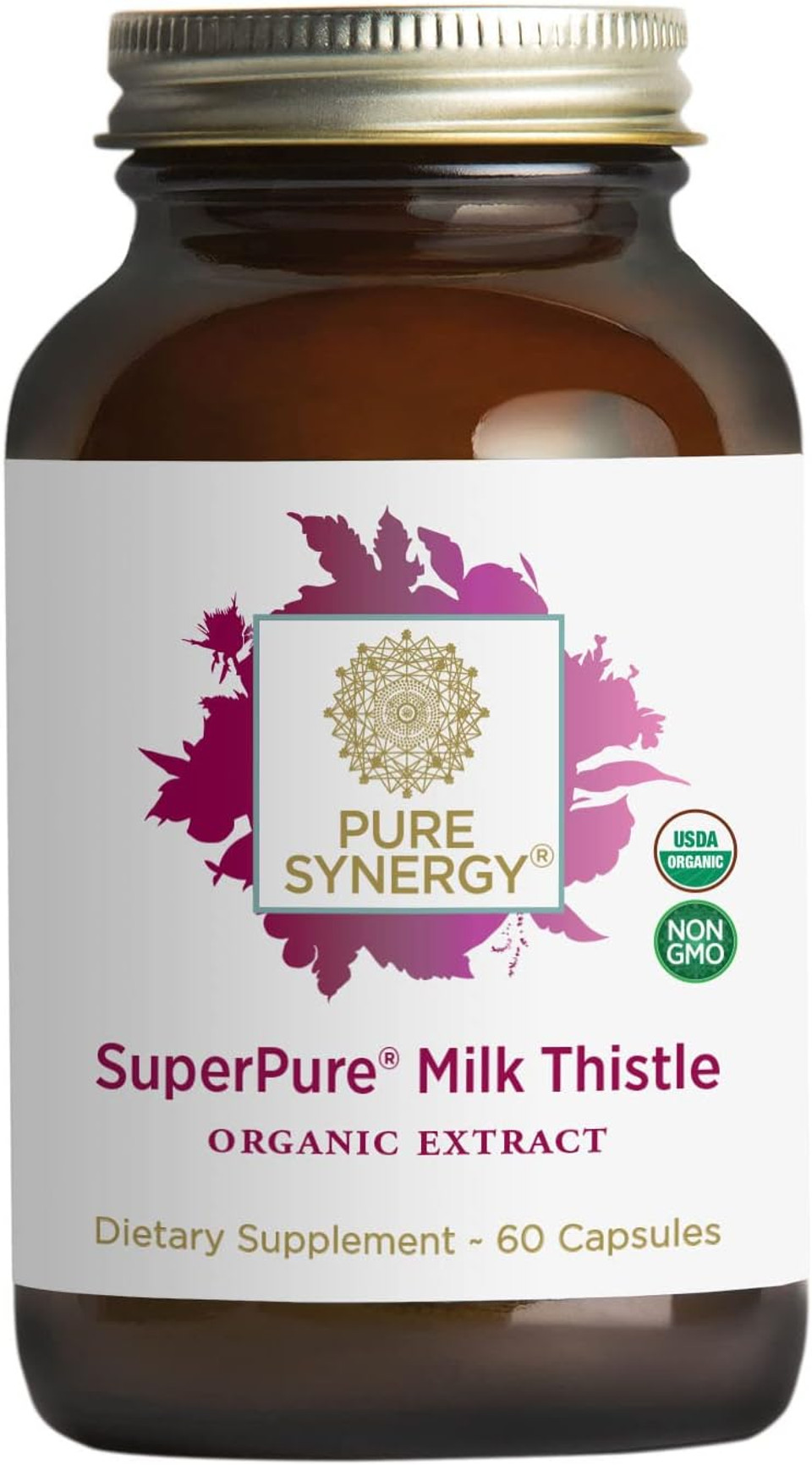 Pure Synergy Superpure Milk Thistle Extract | 60 Capsules | Usda Organic | Non-Gmo | Vegan | With 260 Mg Of Organic Silymarin For Healthy Liver Function