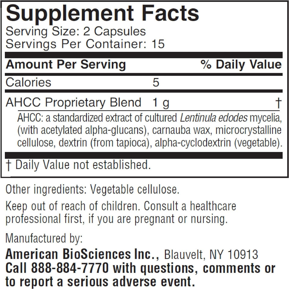 American Biosciences Immpower Ahcc Supplement 6-Pack, Enhanced Immune Support, Natural Killer Cell Activity And Cytokine Production, 30 Vegetarian Capsules, 500 Milligrams Per Capsule