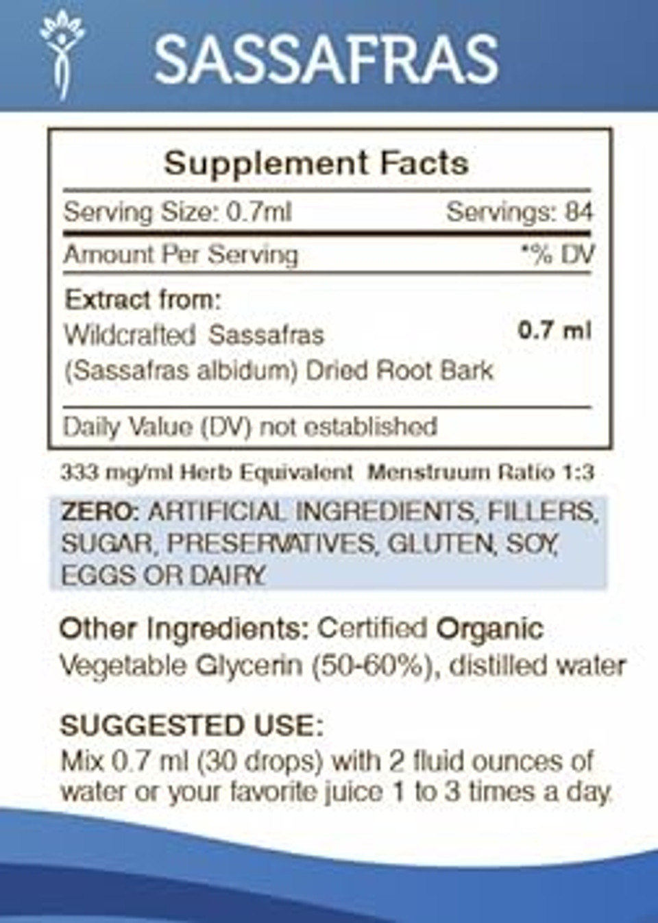 Secrets Of The Tribe Sassafras Tincture Alcohol-Free Extract, Sassafras (Sassafras Albidum) Dried Root Bark Tincture Supplement 2 Oz