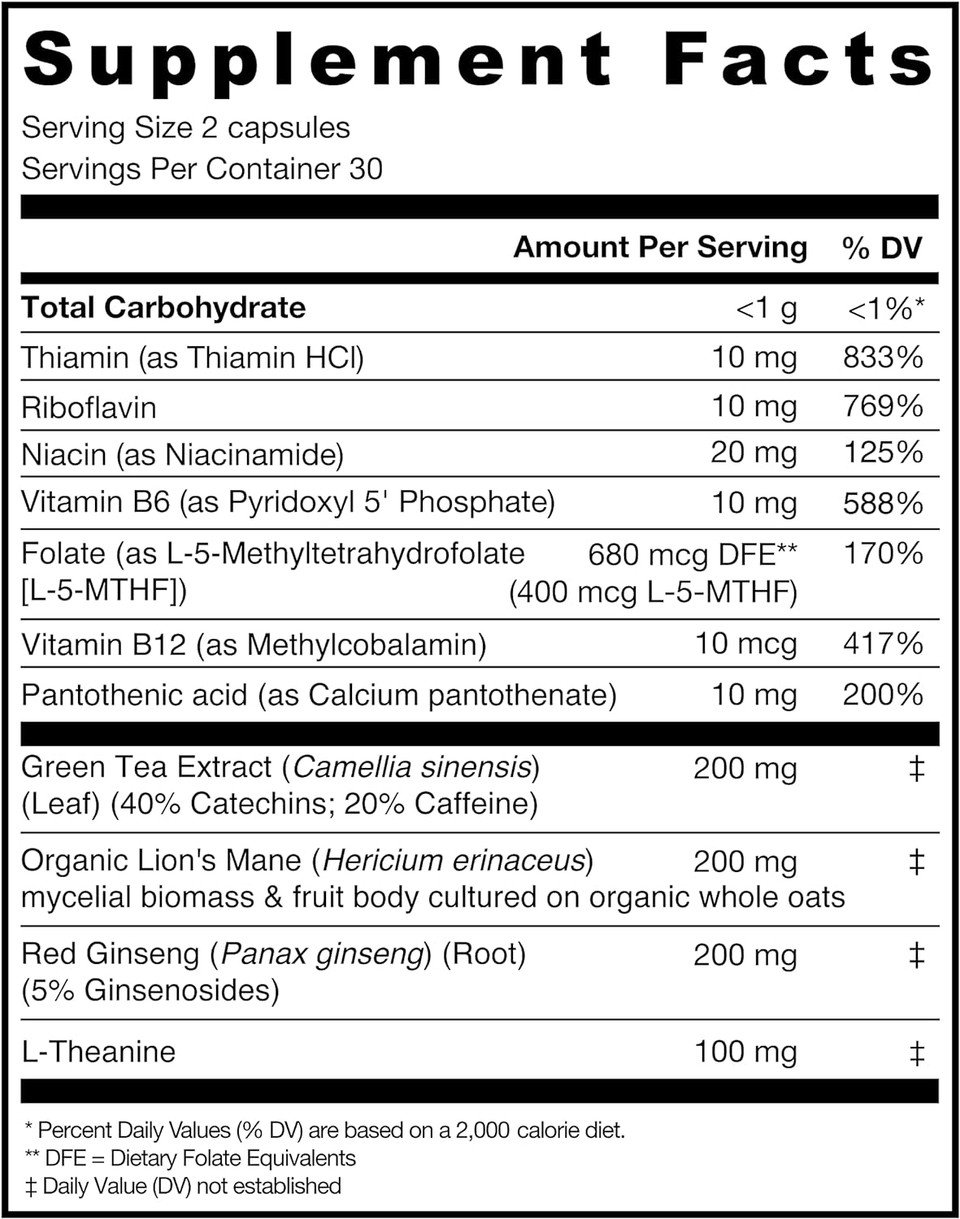 Genuine Health Clear Focus With Lion'S Mane Mushroom, Vegan, Gluten Free, Soy Free, Non Gmo, 60 Count Capsules