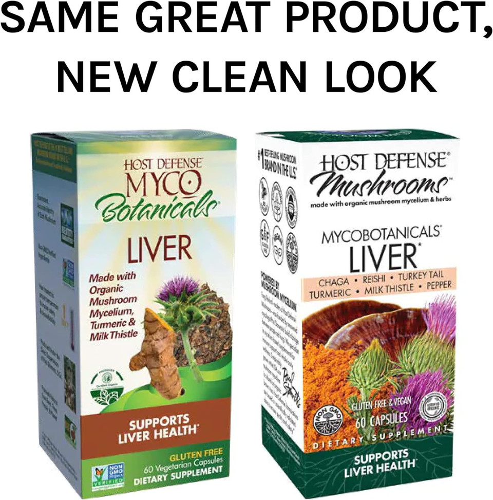 Host Defense, Mycobotanicals Liver Capsules, Supports Liver Health And Detoxification, Mushroom And Herb Supplement, 60 Capsules, Unflavored