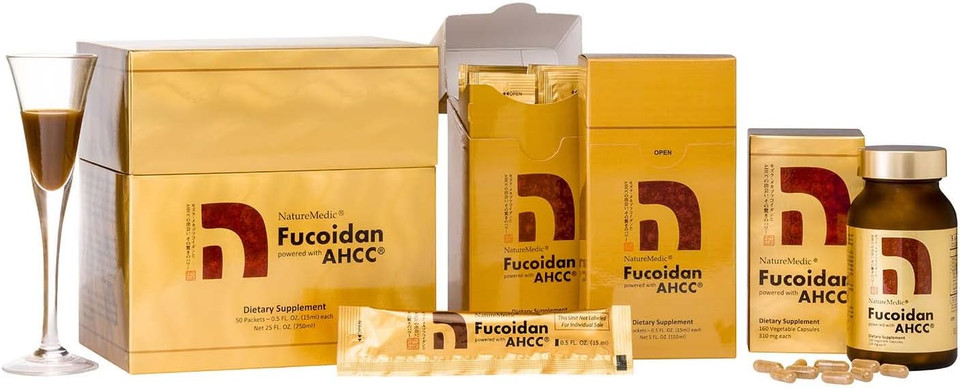 Naturemedic Fucoidan Powered With Ahccã¢Â® Brown Seaweed Immunity Supplement With High Purity Organic Mekabu Mozuku Agaricus 3 Bottles - 480 Vegetable Capsules Made In Japan