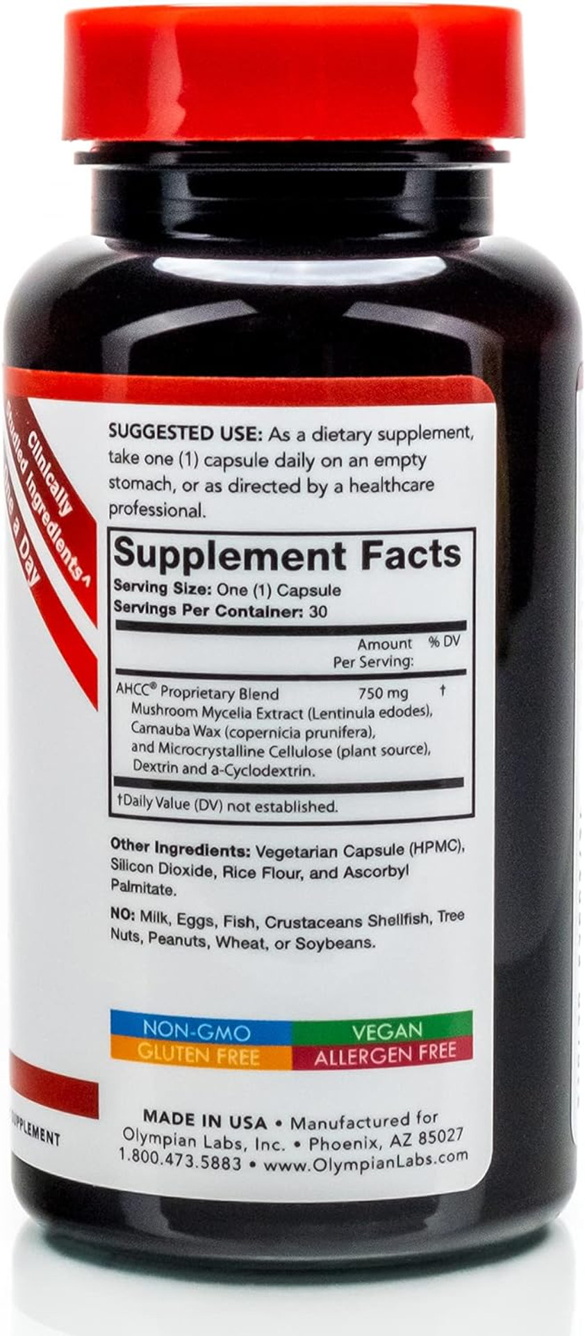 Olympian Labs Premium Ahcc Supplement 750Mg Of Ahcc Per Capsule  Supports Immune Health, Liver Function, And Natural Killer Cell Activity- 30 Capsules30 Count (Pack Of 1)