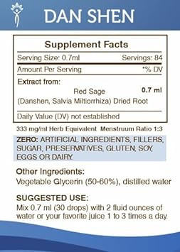 Secrets Of The Tribe Dan Shen Tincture Alcohol-Free Extract, Red Sage (Danshen, Salvia Miltiorrhiza) Dried Root Tincture Supplement (2 Fl Oz)