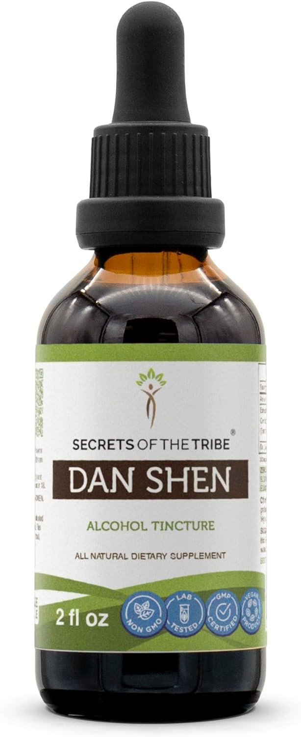 Secrets Of The Tribe Dan Shen Tincture Alcohol Extract, Red Sage (Danshen, Salvia Miltiorrhiza) Dried Root Tincture Supplement (2 Fl Oz)2.00 Fl Oz (Pack Of 1)