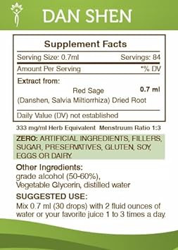 Secrets Of The Tribe Dan Shen Tincture Alcohol Extract, Red Sage (Danshen, Salvia Miltiorrhiza) Dried Root Tincture Supplement (2 Fl Oz)2.00 Fl Oz (Pack Of 1)