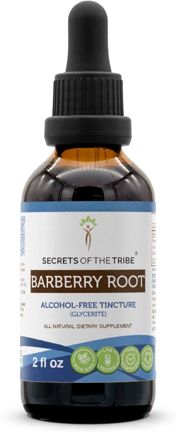 Secrets Of The Tribe Barberry Root Tincture Alcohol-Free Extract, Barberry (Berberis Vulgaris) Dried Root Bark (2 Fl Oz)