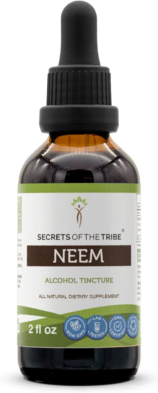 Secrets Of The Tribe Neem Tincture Alcohol Extract, Neem (Azadirachta Indica) Dried Leaf Tincture Supplement 2 Oz2.00 Fl Oz (Pack Of 1)