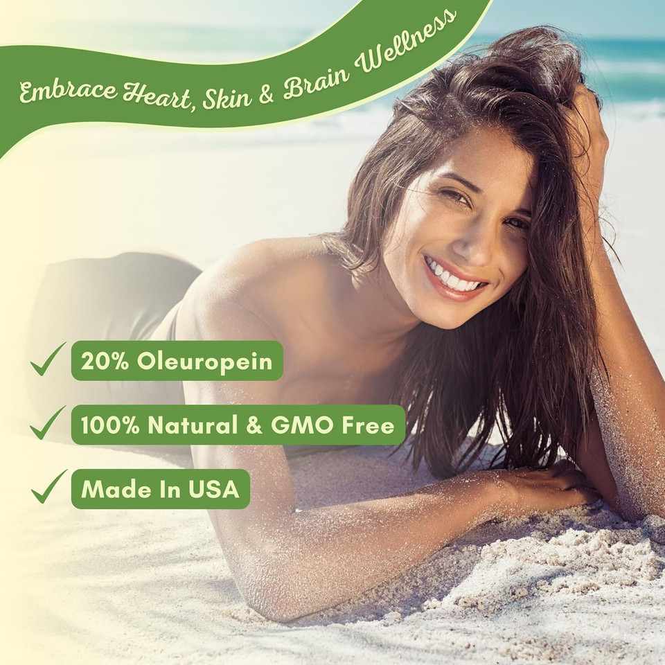 Olive Leaf Extract - 750 Mg - 120 Capsules - Extra Strength - 20% Oleuropein - Non-Gmo Formula - Premium Quality From Pure Olive Leaves - Powerful Antioxidant - Great For Heart, Skin And Brain