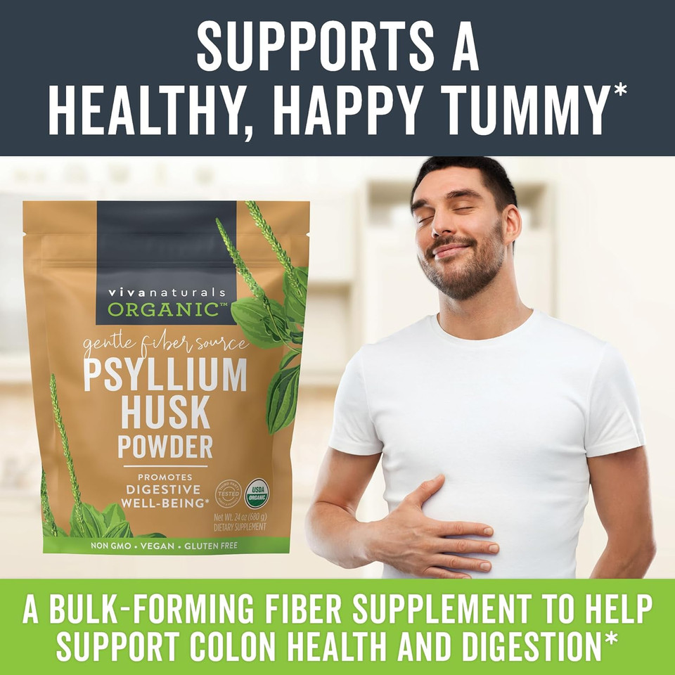 Viva Naturals Organic Psyllium Husk Powder (1.5 Lbs) - Easy Mixing Fiber Supplement, Finely Ground & Non-Gmo Powder For Promoting Regularity