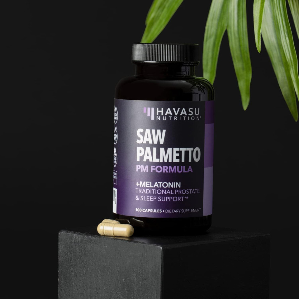 Saw Palmetto With Melatonin For Sleep & Prostate Supplement | Saw Palmetto Powder And Extract Ratio With Chamomile | Reduce Urinary Frequency For Men And Support Bladder In Pm | Over 3 Month Supply