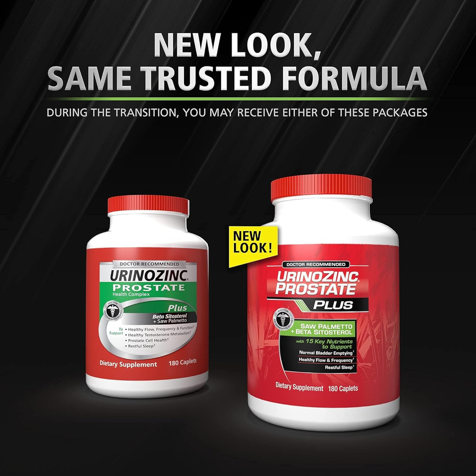 Urinozinc Plus - Prostate Supplement With Beta Sitosterol & Saw Palmetto  Reduce Frequent Urination Concerns & Support Your Prostate Health, 180 Caplets