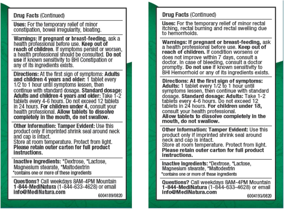 Bhi Constipation Relief Natural, Safe Homeopathic Relief - 100 Tablets And Bhi Hemorrhoid Relief Natural, Safe Homeopathic Relief - 100 Tablets Bundle