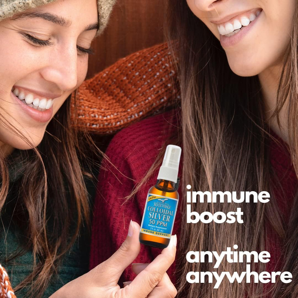 Natural Path Silver Wings Colloidal Silver 50Ppm (250Mcg) Immune Support Supplement 2 Fl. Oz. Spray