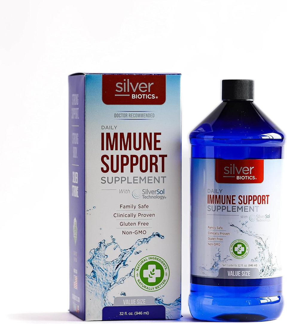 Silver Biotics Colloidal Nano Silversol Ago 10 Ppm Immune Support | Bio-Hacking Immune Building Natural Support | 32 Fl Oz